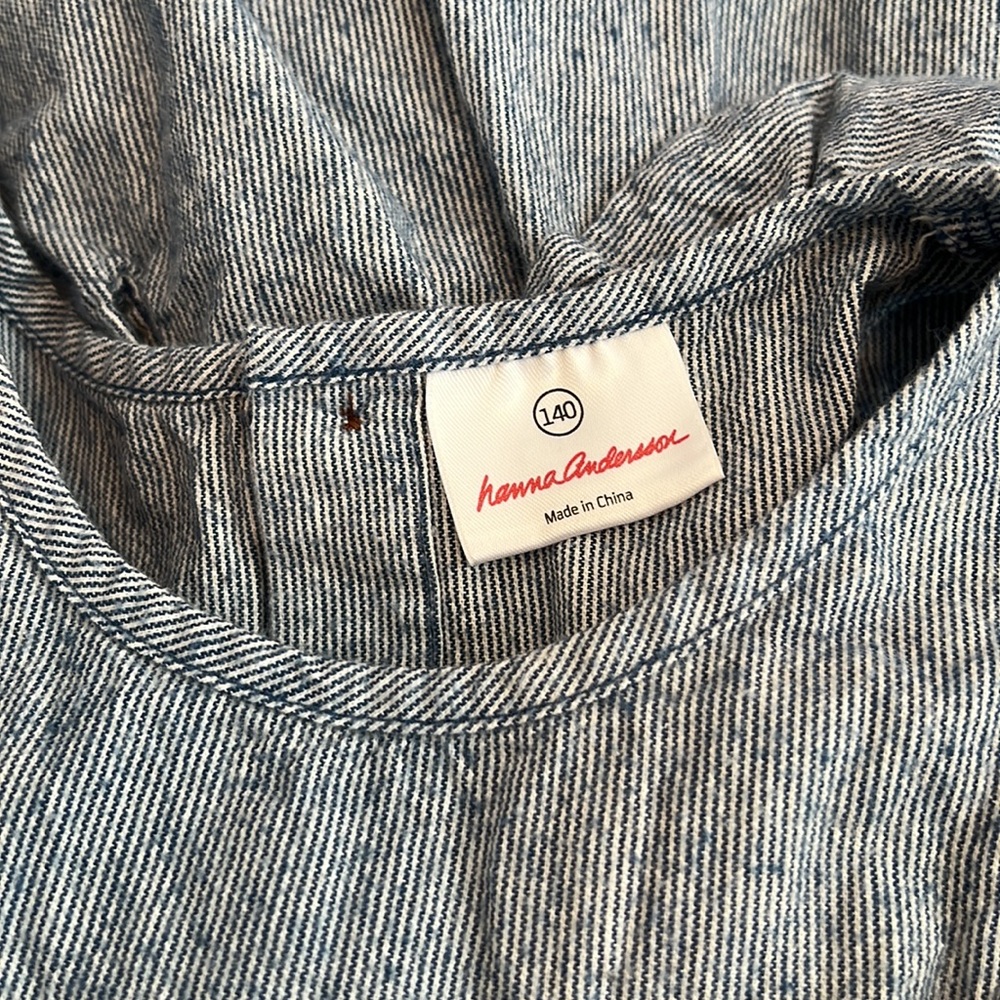 HANNA ANDERSSON 140 Blue Stripe Ruffle Top